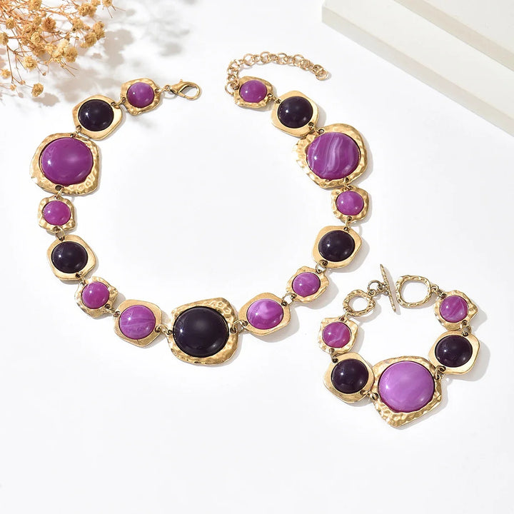 Ivy | Chunky Multi Stone Statement Necklace Set
