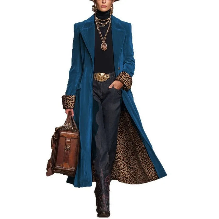 Mara | Womens Leopard Velvet Trench Coat