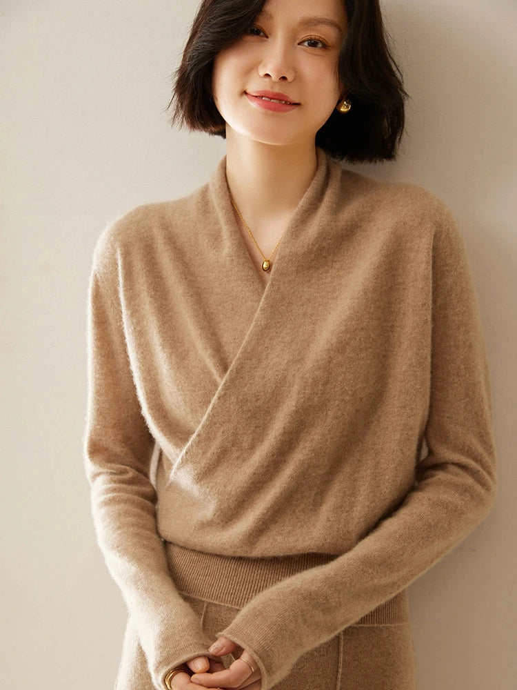 Madison | Womens Wrap Sweater Long Sleeve V-Neck