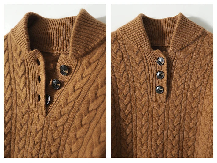 Paige | Cable Knit Quarter Zip Sweater Collared Long Sleeve