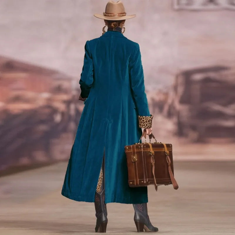 Mara | Womens Leopard Velvet Trench Coat