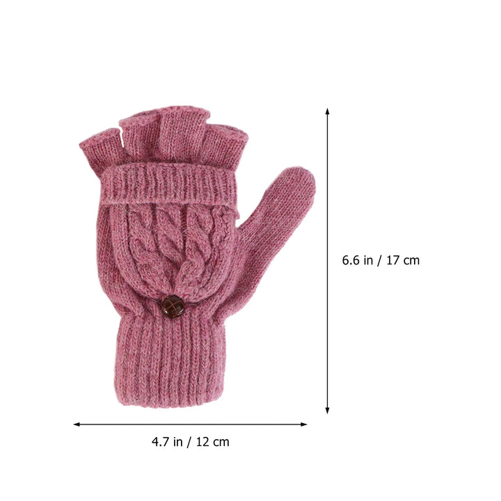 Womens cable knit convertible fingerless gloves, view 2