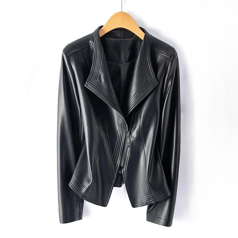 Una | Moto Faux Leather Asymmetrical Zip Jacket