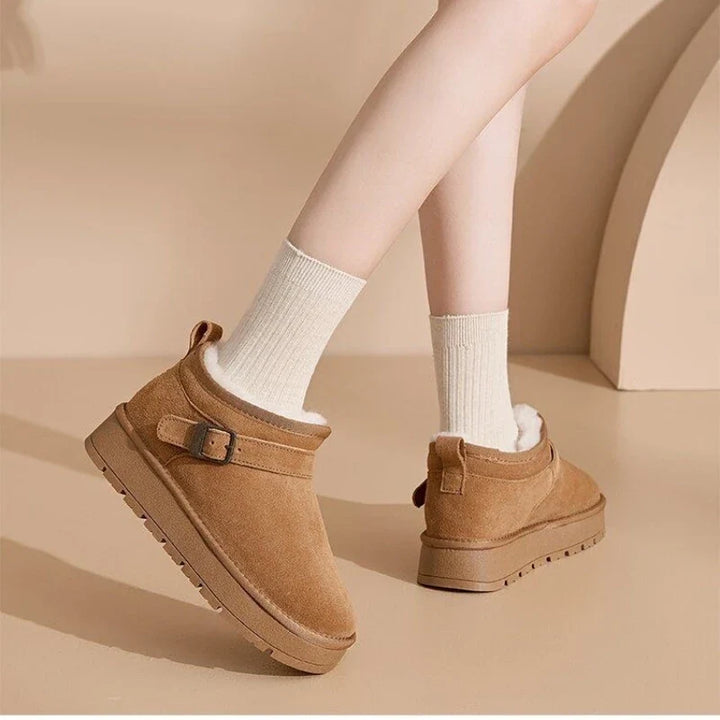 Petra | Womens Faux Suede Buckle Platform Winter Boots