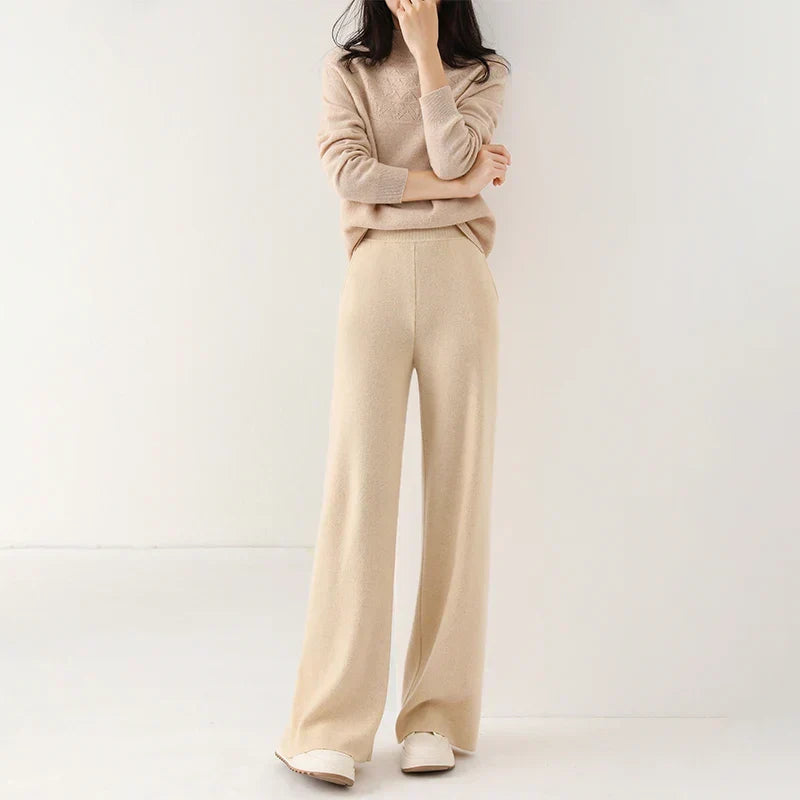 Ruby | High-Waisted Wide-Leg Knit Trousers