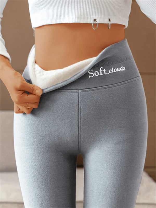 Womens fleece lined leggings high waist, view 3