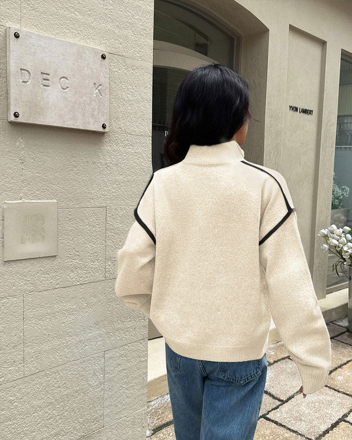 Daphne | Quarter Zip Drop Shoulder Sweater