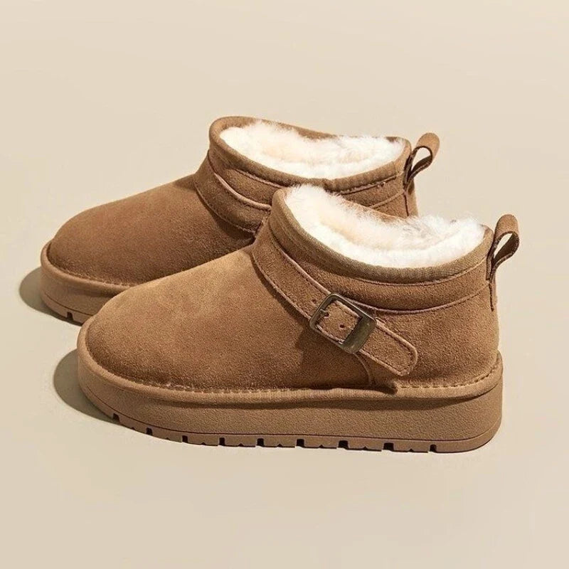 Petra | Womens Faux Suede Buckle Platform Winter Boots