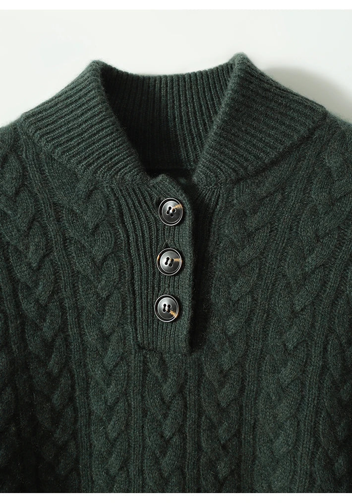 Paige | Cable Knit Quarter Zip Sweater Collared Long Sleeve