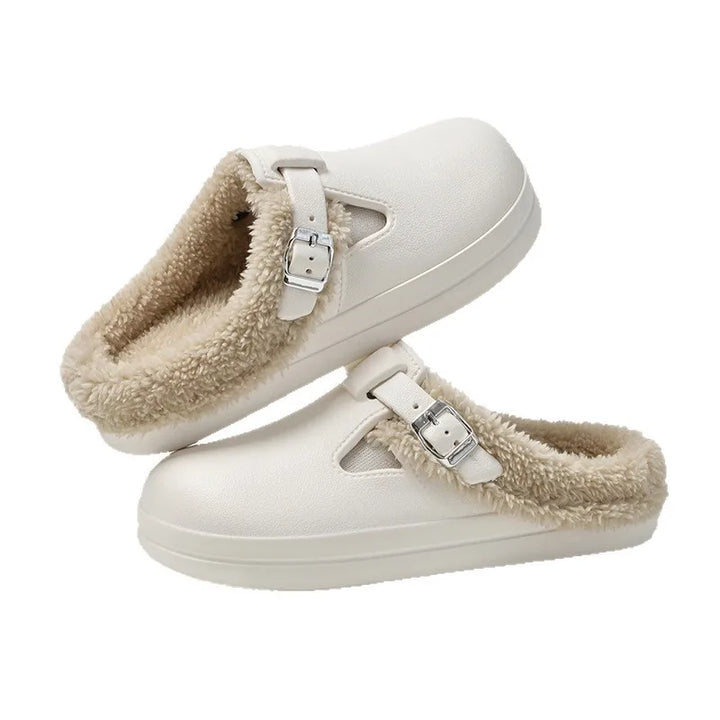Winona | Faux Fur Buckle Clog Slippers