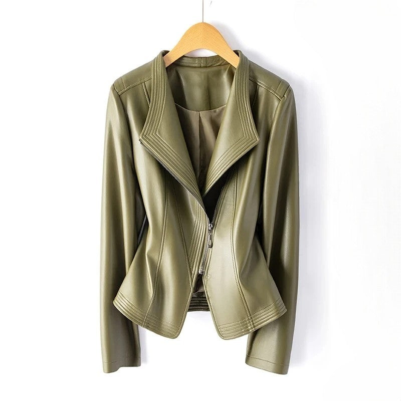 Una | Moto Faux Leather Asymmetrical Zip Jacket