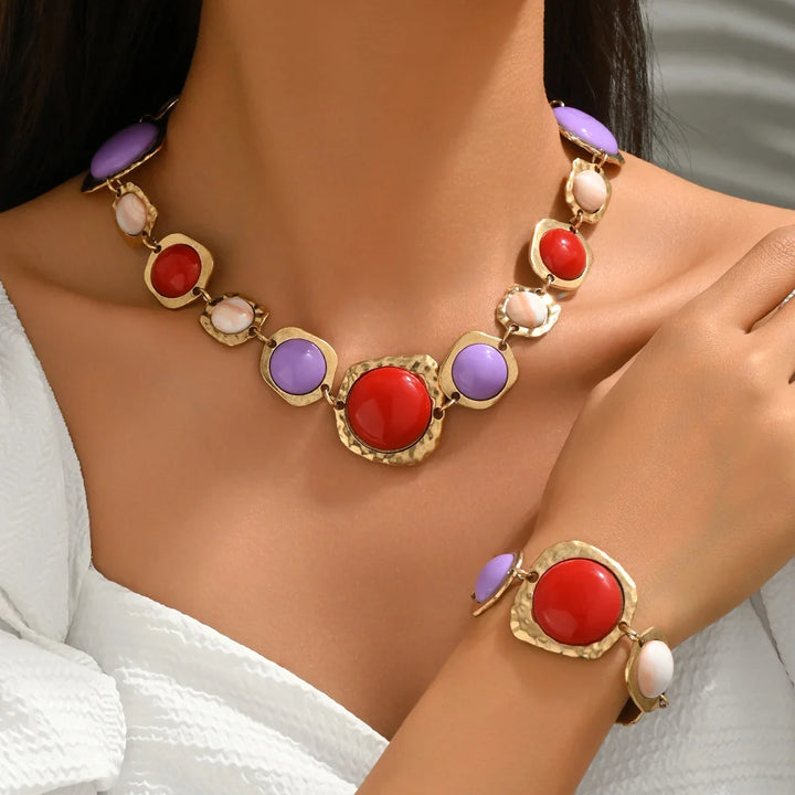 Ivy | Chunky Multi Stone Statement Necklace Set