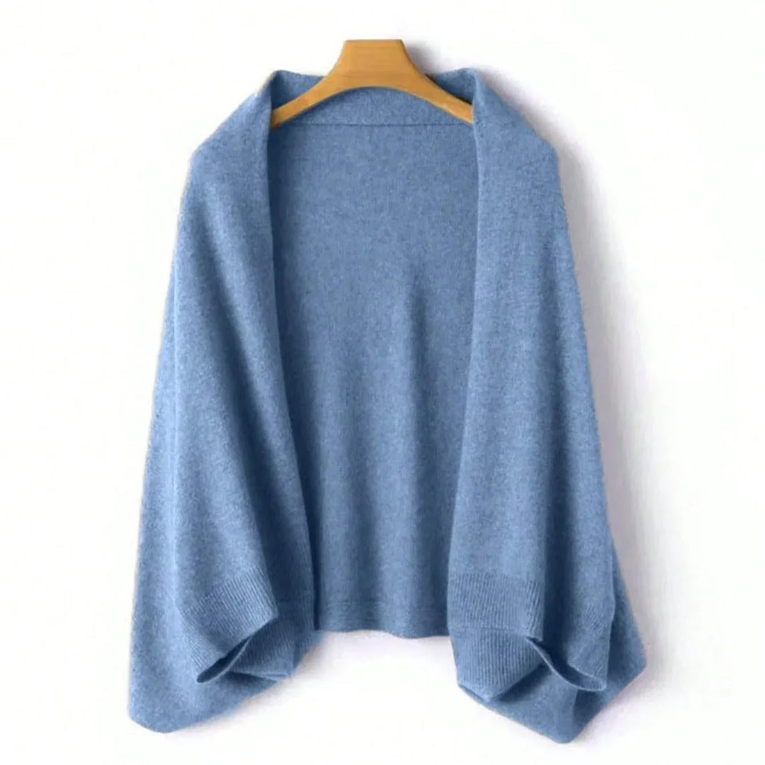 Womens open front knit shawl cardigan, view 3