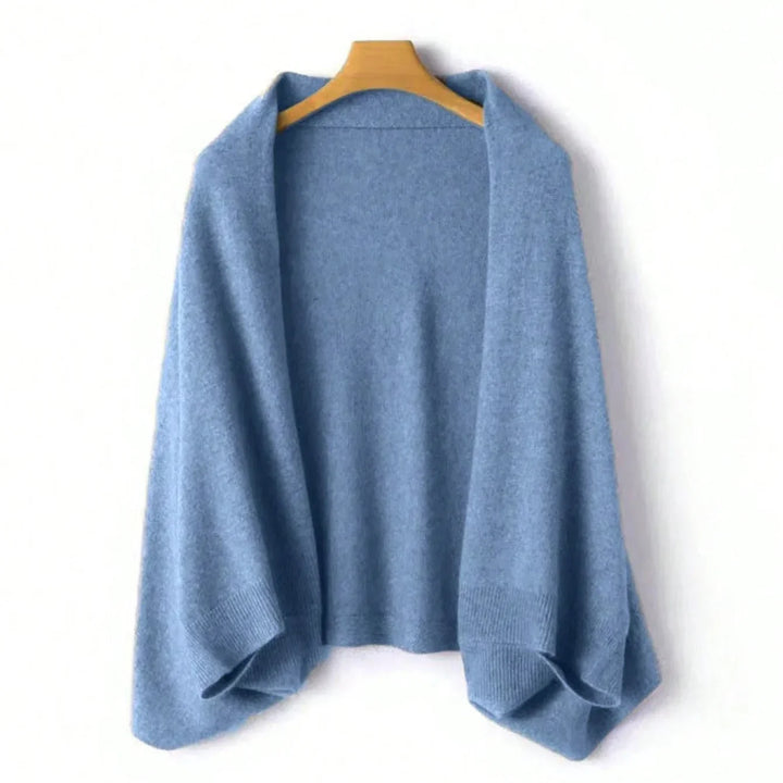 Womens open front knit shawl cardigan, view 3