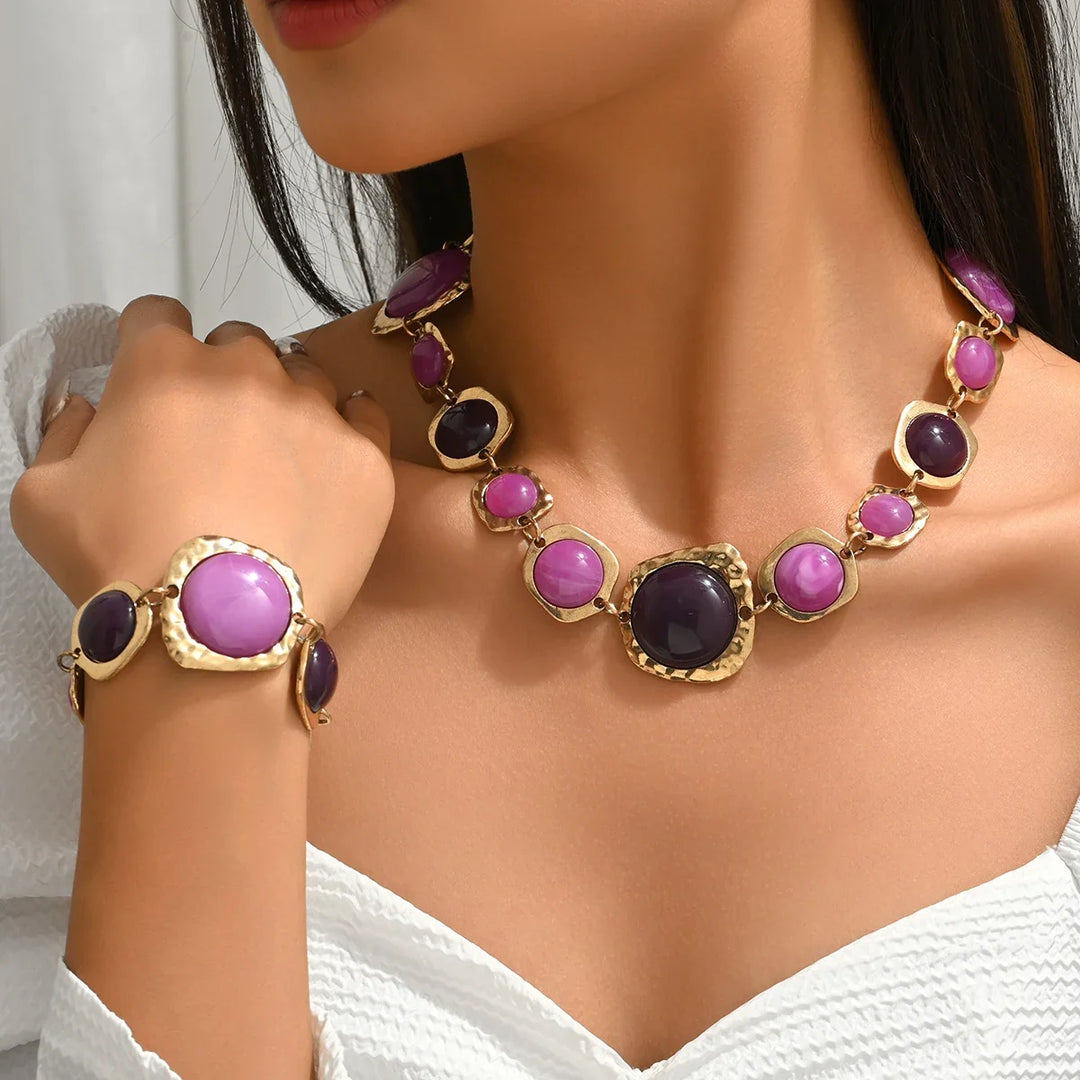 Ivy | Chunky Multi Stone Statement Necklace Set