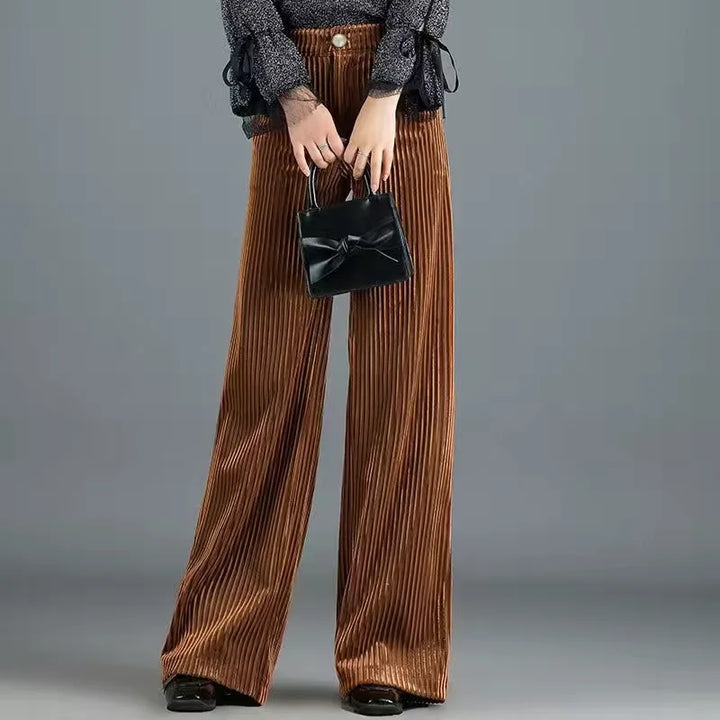 Womens wide-leg velvet trousers high waist, view 7