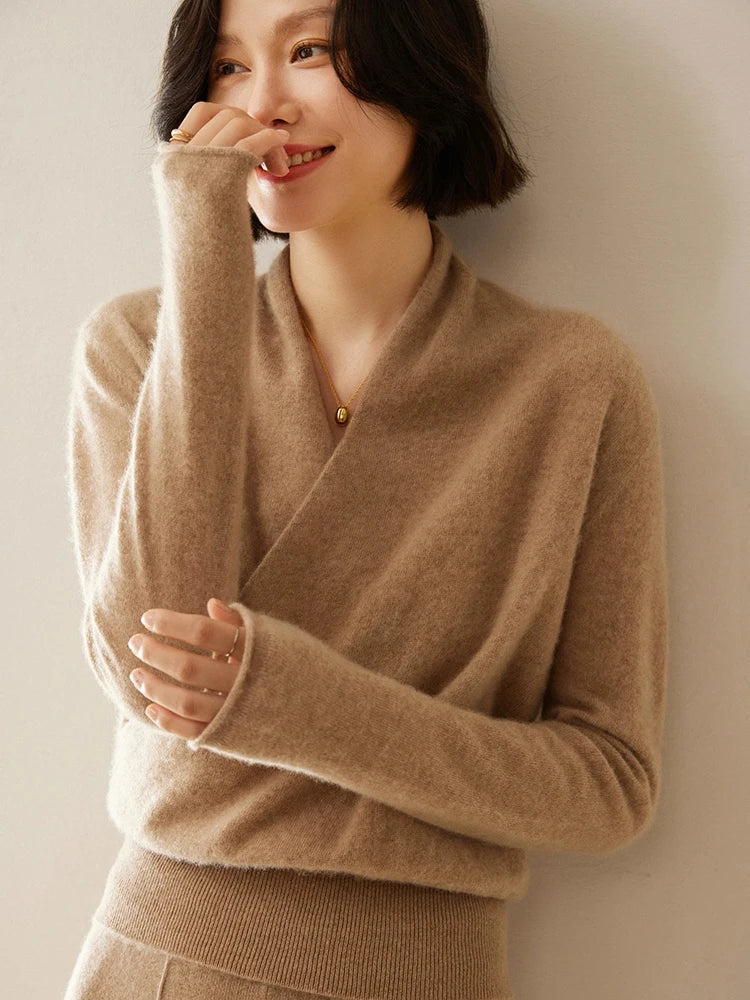 Madison | Womens Wrap Sweater Long Sleeve V-Neck
