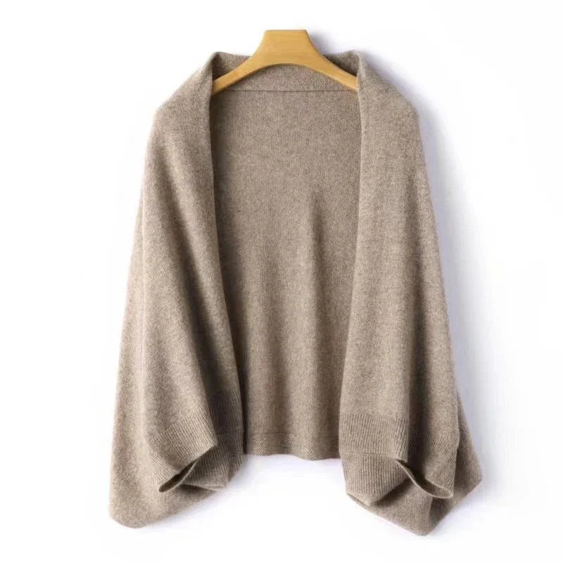 Womens open front knit shawl cardigan, view 2