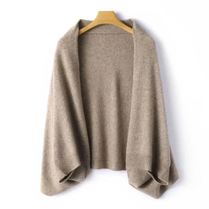 Womens open front knit shawl cardigan, view 2