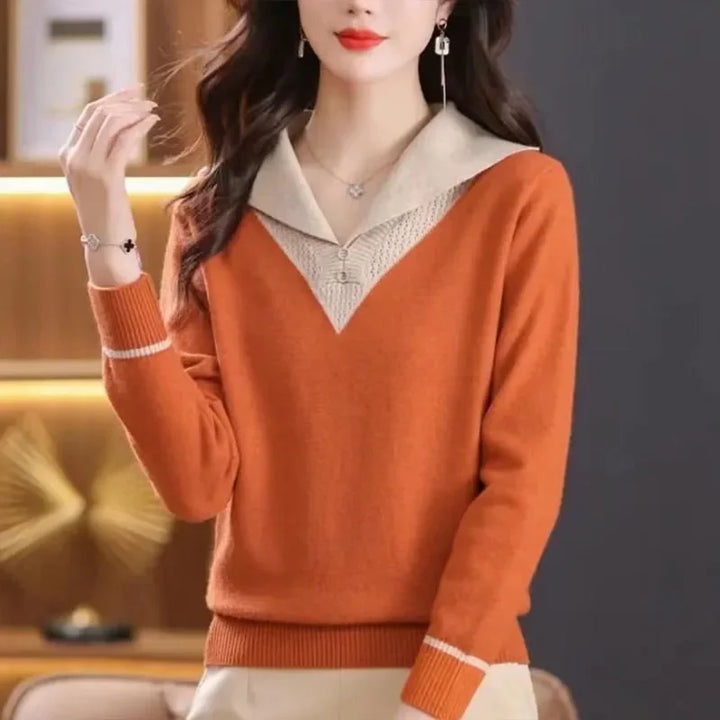 Mara | Polo Sweater Relaxed Fit Collared V-Neck