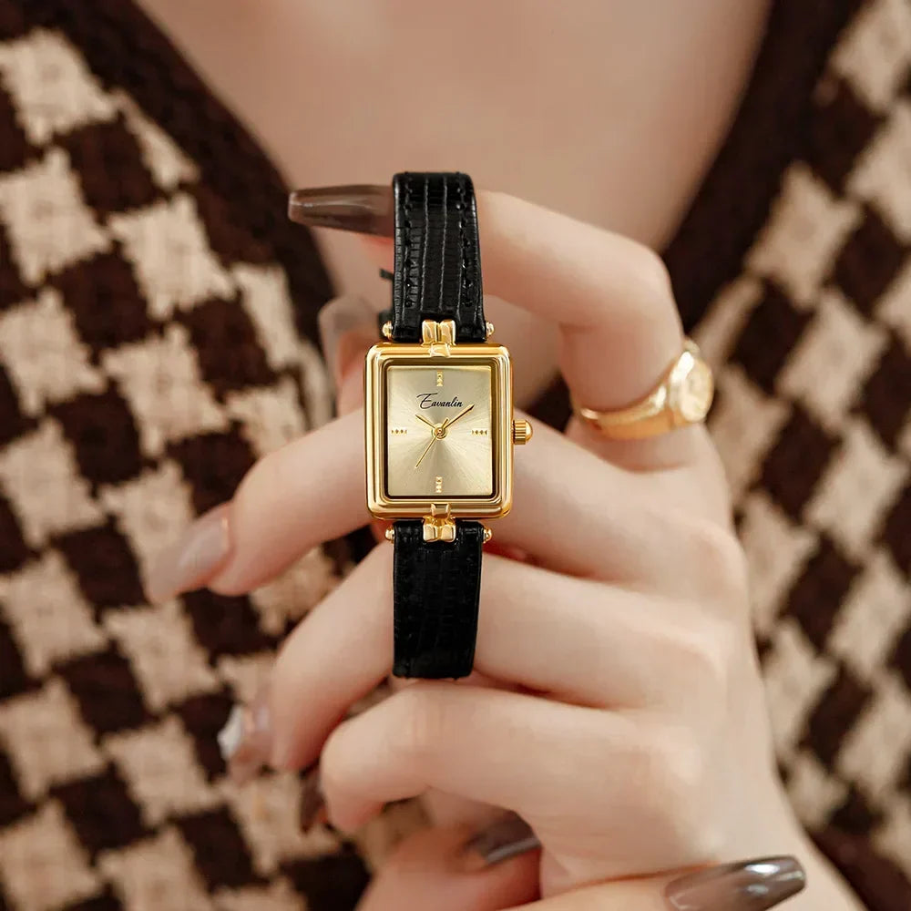 Mila | Womens Leather Strap Rectangular Watch