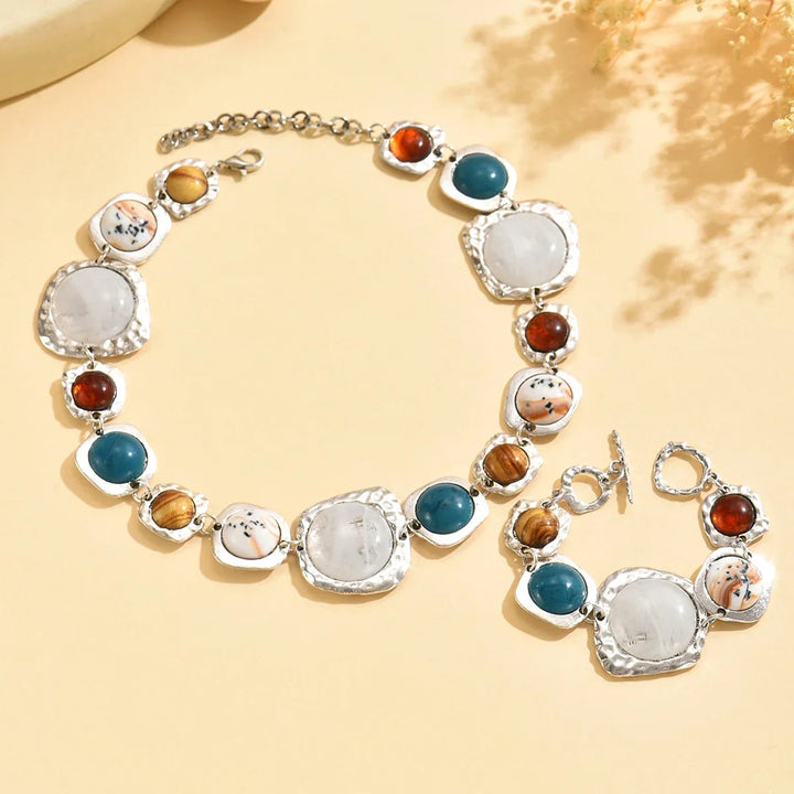 Ivy | Chunky Multi Stone Statement Necklace Set