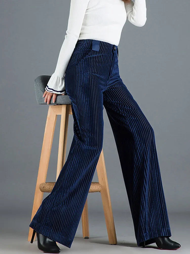 Womens wide-leg velvet trousers high waist, view 8