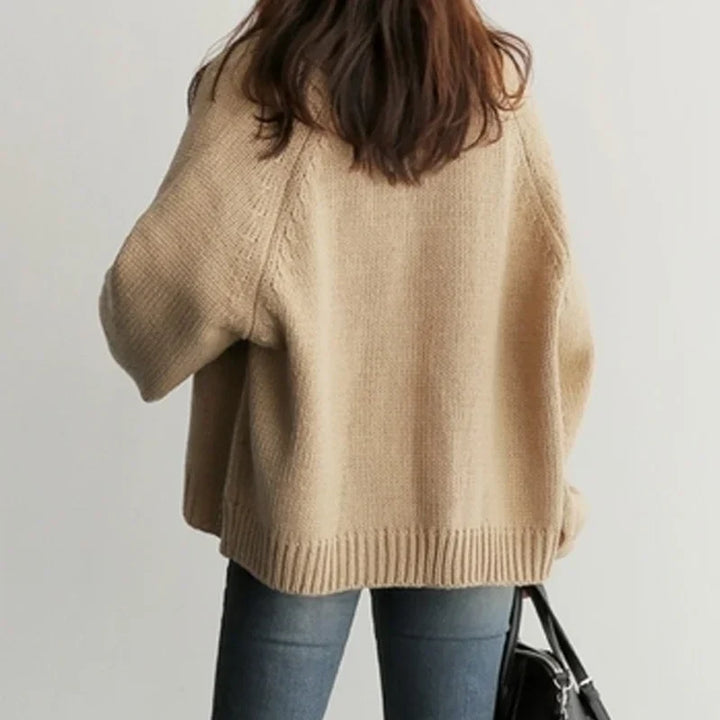 Womens oversized open front knit cardigan, view 5