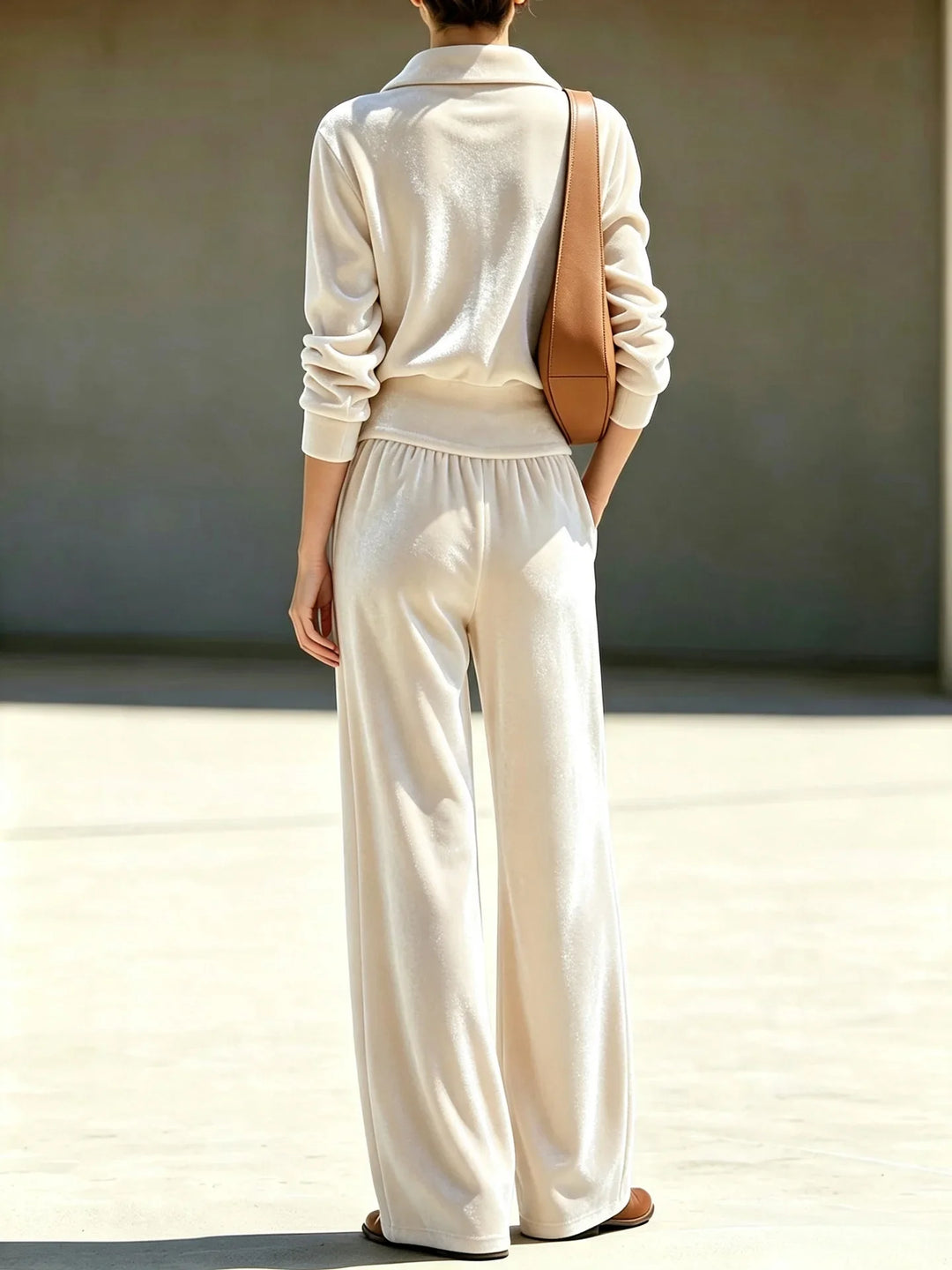 Stella | Collared Quarter-Zip Velour Loungewear Set