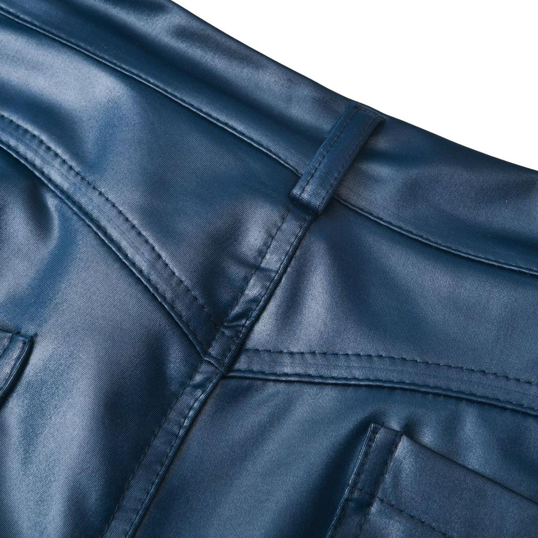 Womens high waist faux leather skinny trousers, view 8