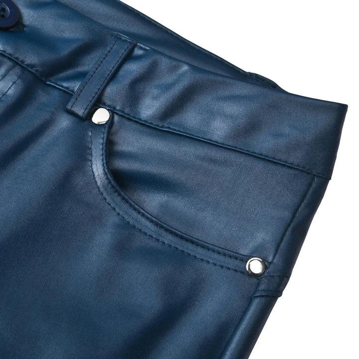 Womens high waist faux leather skinny trousers, view 9