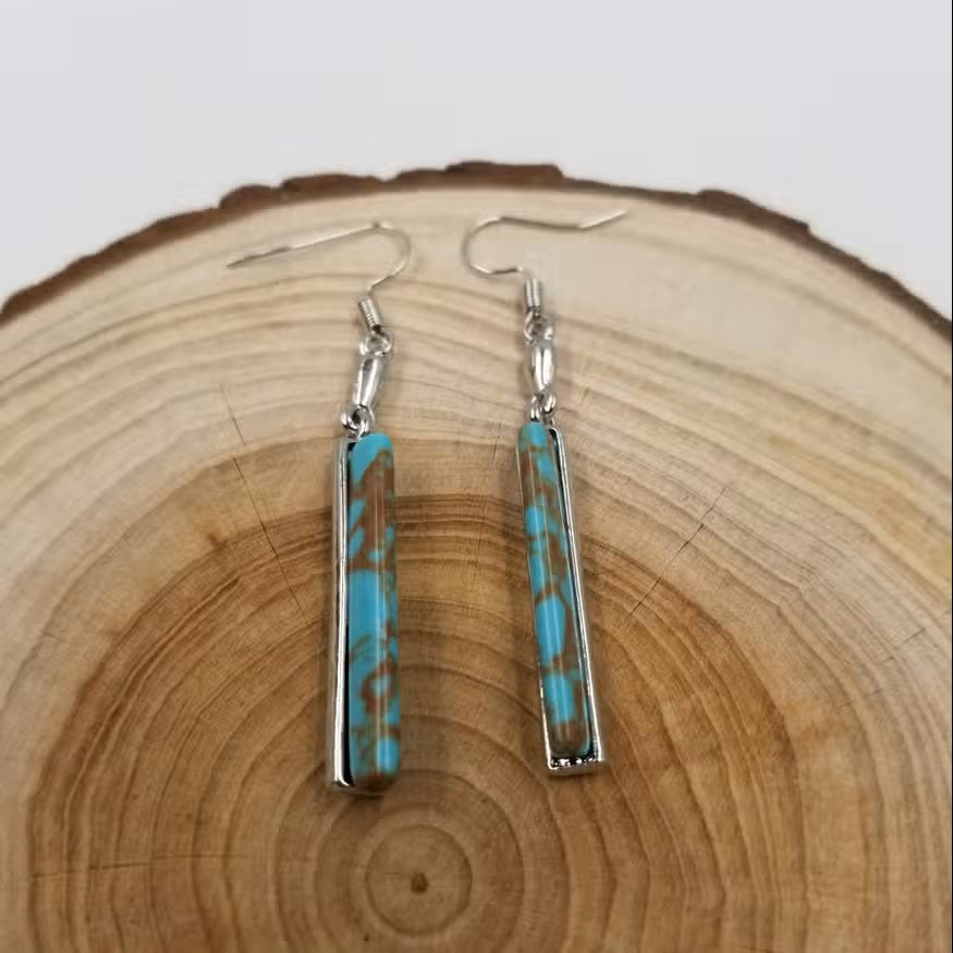 Stella | Turquoise Stone Silver Dangle Earrings