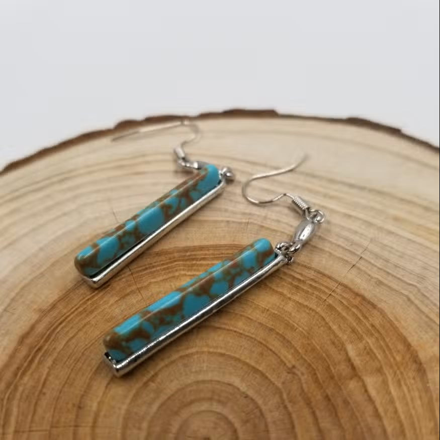 Stella | Turquoise Stone Silver Dangle Earrings