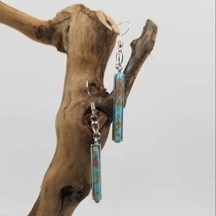 Stella | Turquoise Stone Silver Dangle Earrings