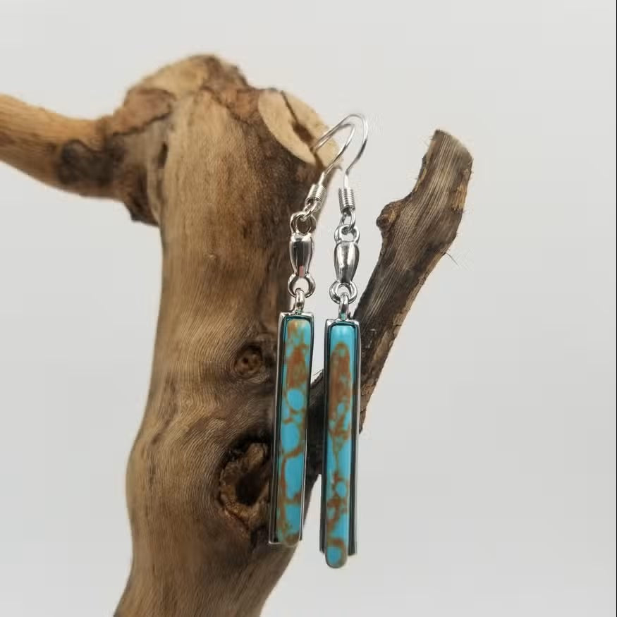 Stella | Turquoise Stone Silver Dangle Earrings