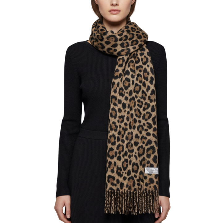 Juliet | Leopard Wool Blend Wrap Scarf