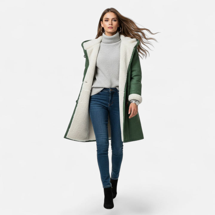 Willow | Womens Sherpa Lined Hooded Duffle Coat