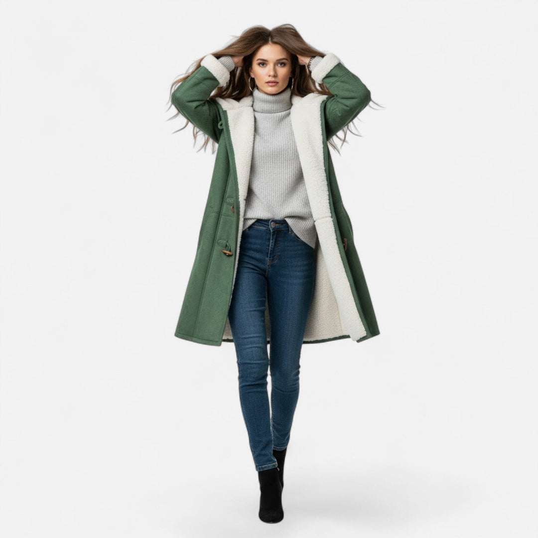 Willow | Womens Sherpa Lined Hooded Duffle Coat