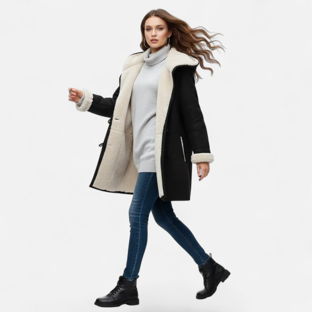 Willow | Womens Sherpa Lined Hooded Duffle Coat