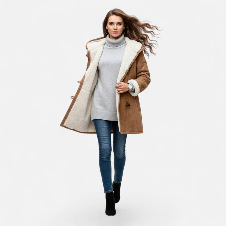 Willow | Womens Sherpa Lined Hooded Duffle Coat