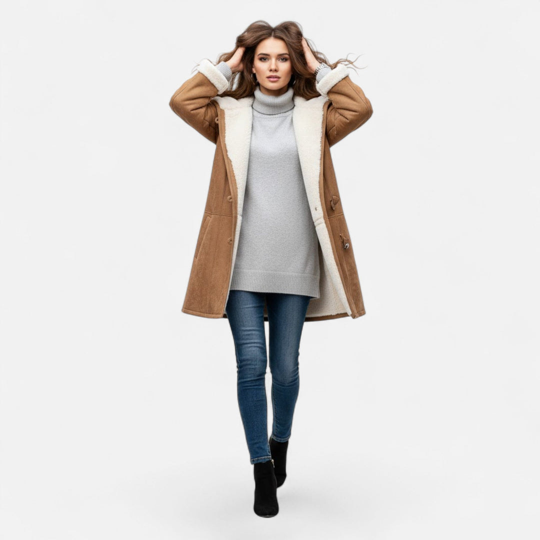 Willow | Womens Sherpa Lined Hooded Duffle Coat
