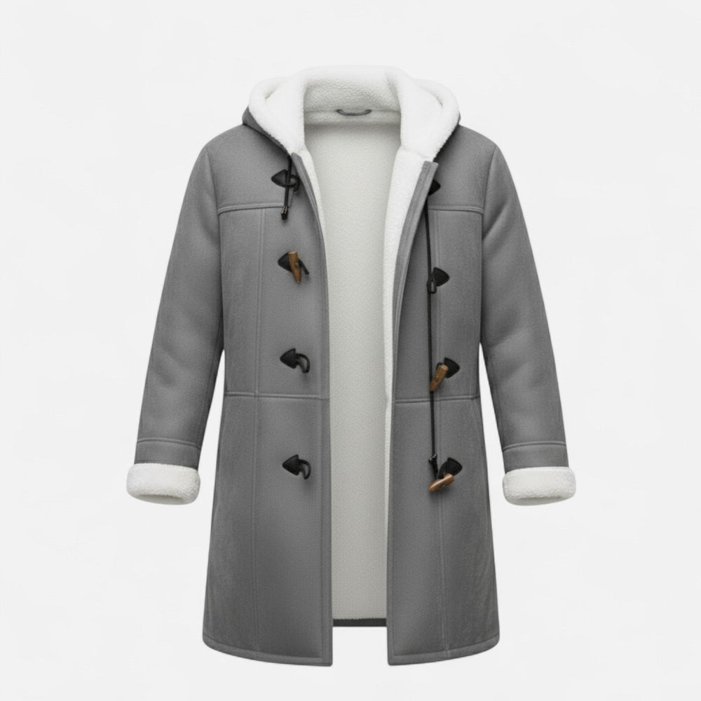 Womens sherpa lined hooded duffle coat, view 2