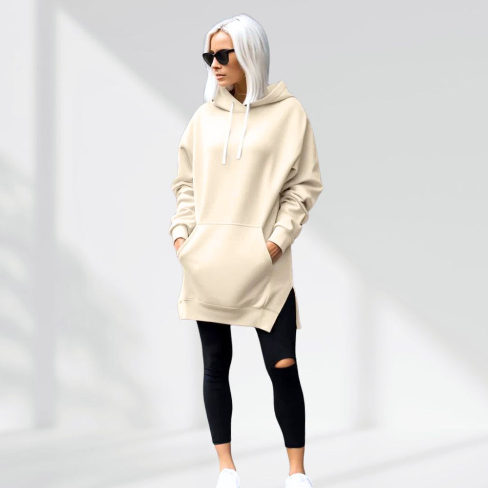 Womens oversized hoodie dress longline, view 2