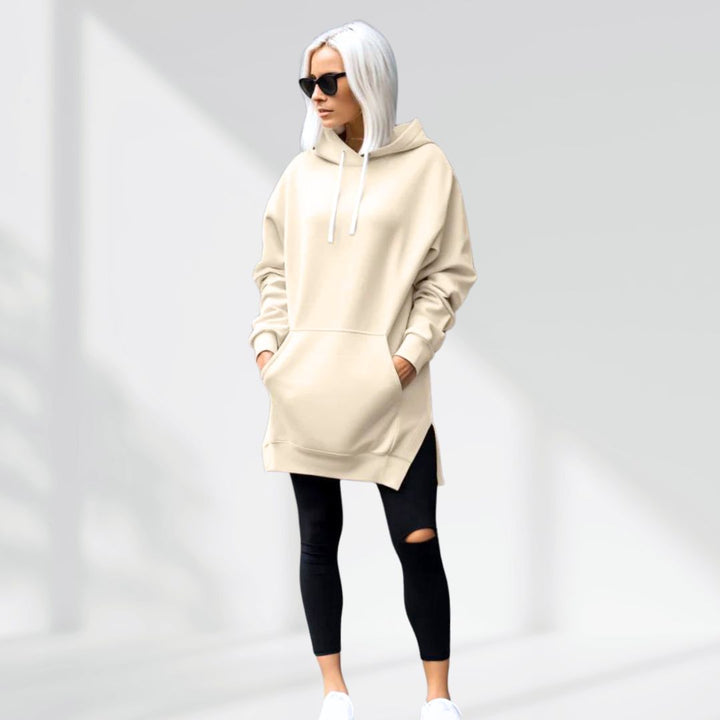 Womens oversized hoodie dress longline, view 2