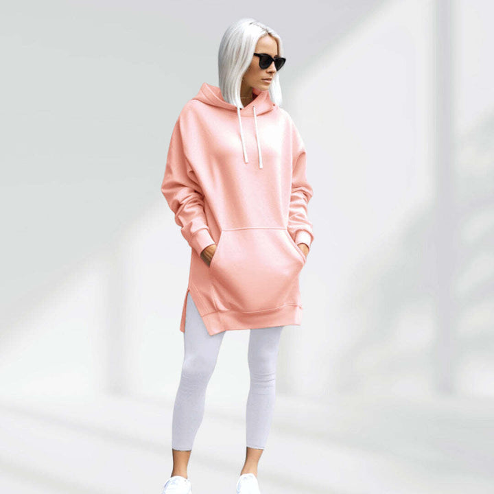 Womens oversized hoodie dress longline, view 3