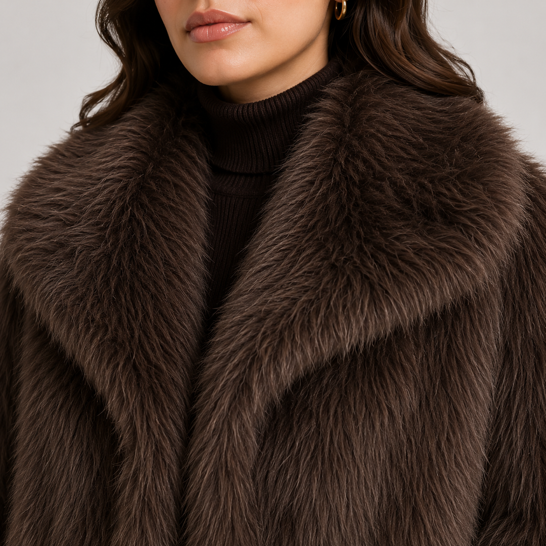 Womens cropped faux fur jacket, view 8