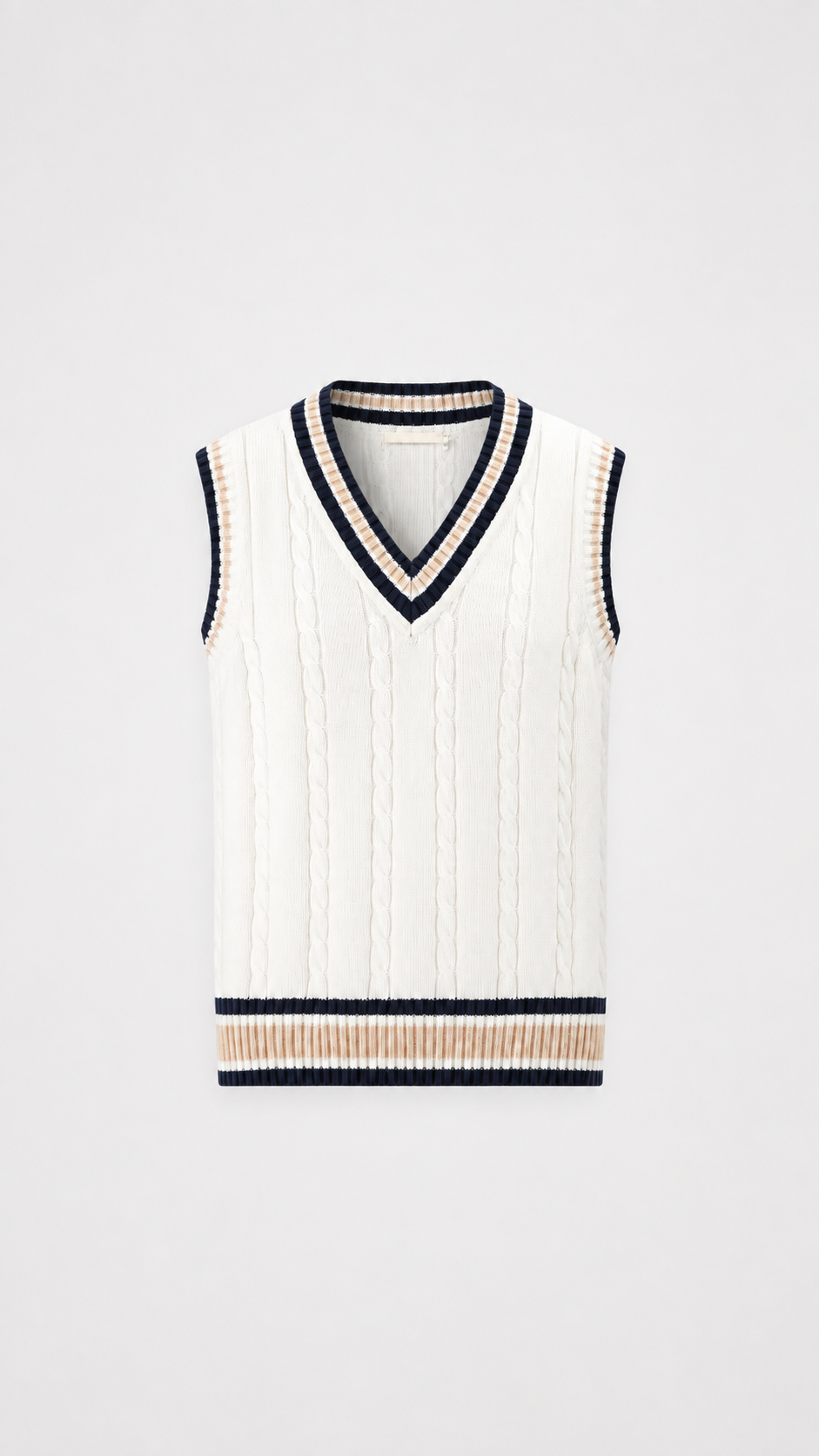 Womens cable knit sweater vest, view 1