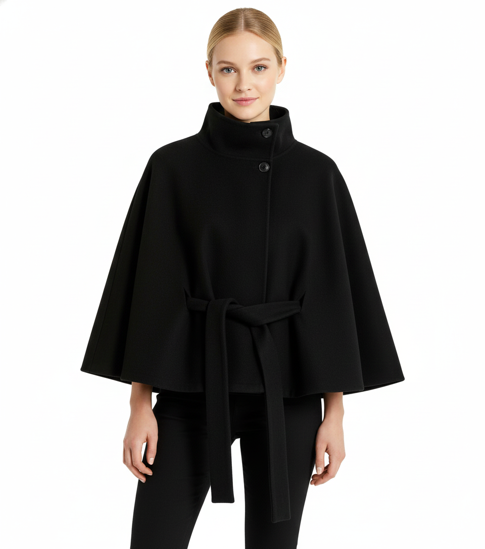 Stella | Cape Coat with Belted Waist
