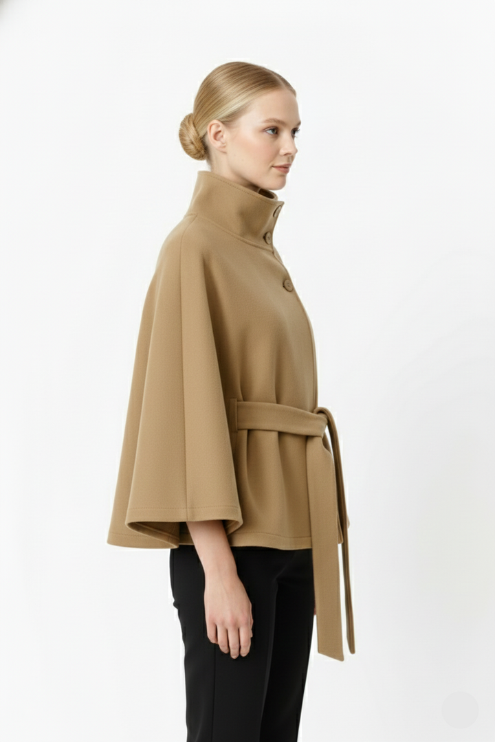 Stella | Cape Coat with Belted Waist