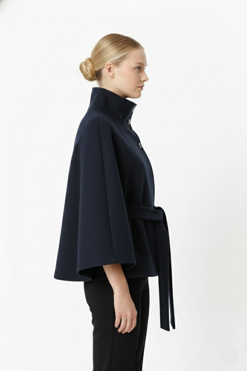 Stella | Cape Coat with Belted Waist